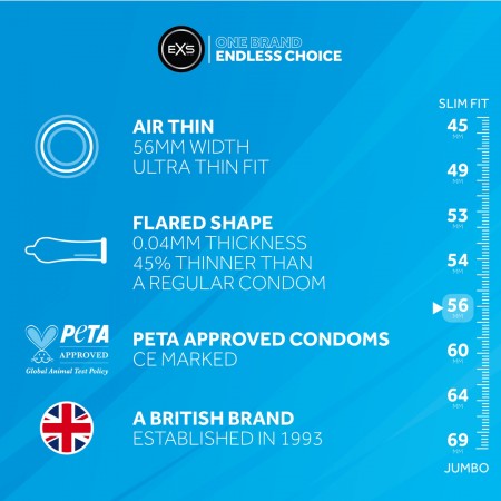 EXS Air Thin - Mais Finos - 12 Preservativosuni