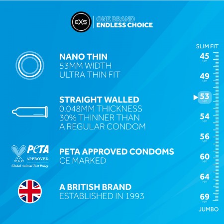 EXS Nano Thin - Finissimos - 12 Preservativos
