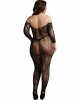 Lace Sleeved Bodystocking - Black - OSX