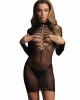 Long sleeve fishnet dress - Black - O/S