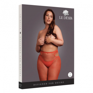 Meias Brilhantes Cut-Out - Plus Size - Vermelho/Dourado