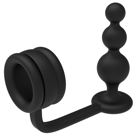 RAMROD COCKRING WITH BEADED ANAL PLUG