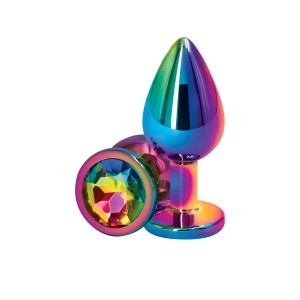 Plug anal cromado arco iris médio