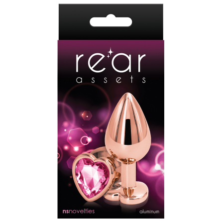 Plug Anal Dourado REAR ASSETS coração rosa M 