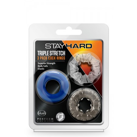 STAY HARD TRIPLE STRETCH 3PACK COCKRINGS STAY HARD TRIPLE STRETCH 3PACK COCKRINGS