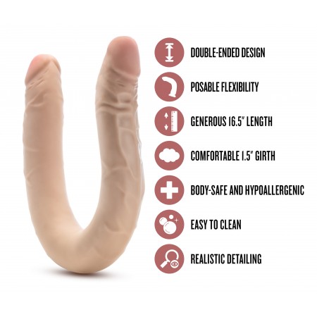 DR. SKIN PLUS 16.5 POSABLE DOUBLE DONG BEIGE
