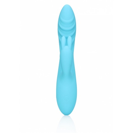  Ribbed Ultra Soft Silicone Rabbit Vibrator - Glacial Blue
