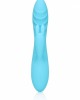  Ribbed Ultra Soft Silicone Rabbit Vibrator - Glacial Blue
