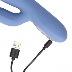 Rotating Beads and Thrusting Rabbit Vibrator - Blue Rotating Beads and Thrusting Rabbit Vibrator - Blue