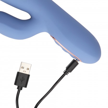 Rotating Beads and Thrusting Rabbit Vibrator - Blue Rotating Beads and Thrusting Rabbit Vibrator - Blue