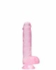 Dildo realistico com testiculos 15cm Rosa - RealRock