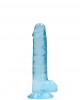 DILDO REALISTA COM TESTICULOS AZUL 17CM