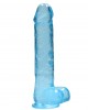 DILDO REALISTA AZUL 22CM COM BOLAS