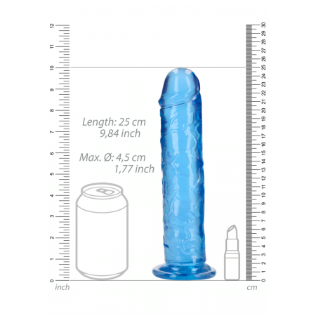 Dildo realista reto com ventosa - 9`` / 23 - Azul