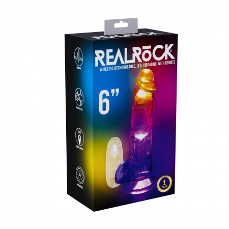 LED Vib Straight Cock with balls - 6 / 15 cm 