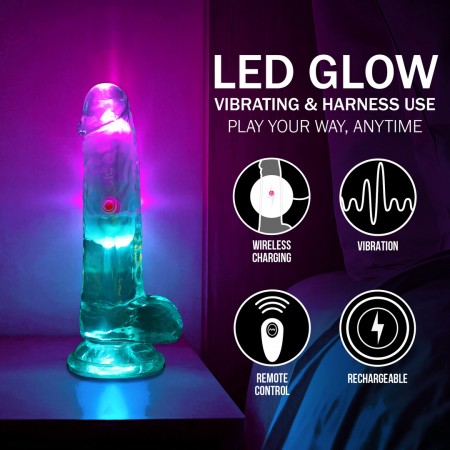 LED Vib Straight Cock with balls - 6 / 15 cm 