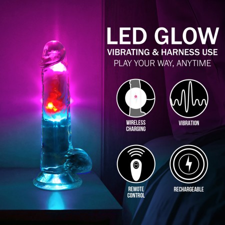 LED Vib Straight Cock with balls - 7 / 18 cm 