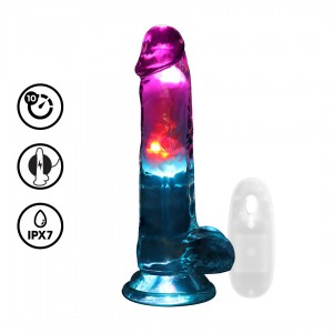 LED Vib Straight Cock with balls - 7 / 18 cm 