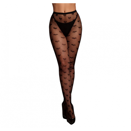 Heart Patterned Tights - One Size - Black