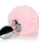 Plug Anal Metalico com Rabo de Coelho Rosa
